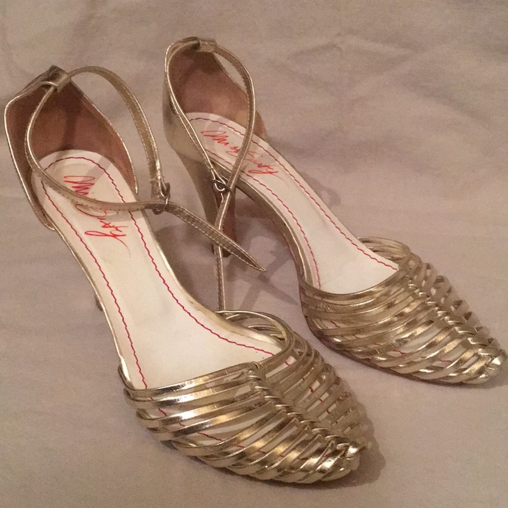Miss Sixty gold leather pumps